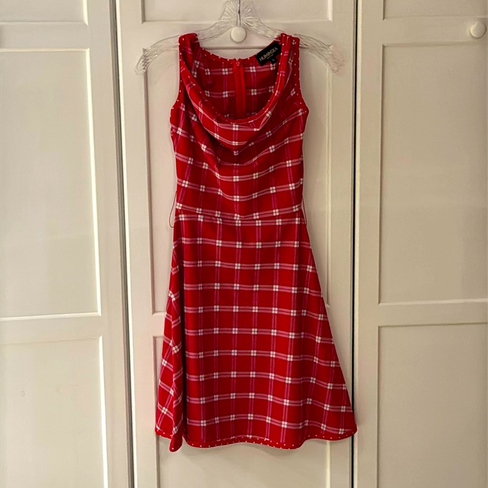 Huminska Red and White Plaid ❤️ Retro-Inspired Dress- Size 0